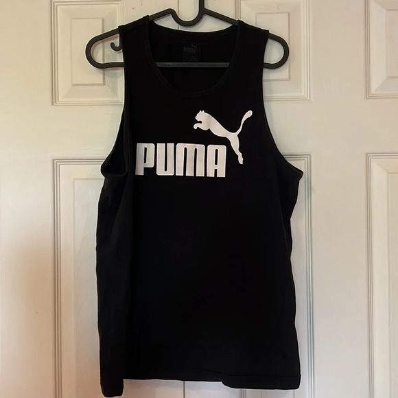 Puma black white logo tank top Sz M - Picture 5 of 11